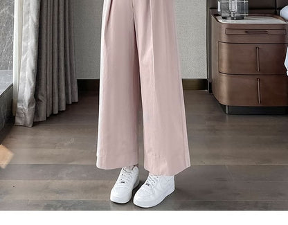 High Waist Pleated Loose Cutting Wide Leg Pants Egirldoll