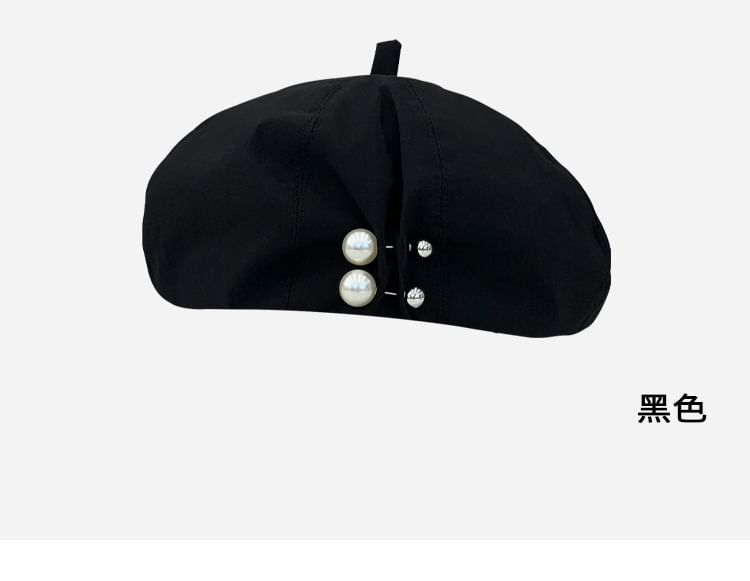 Faux Pearl Pin Beret SpreePicky