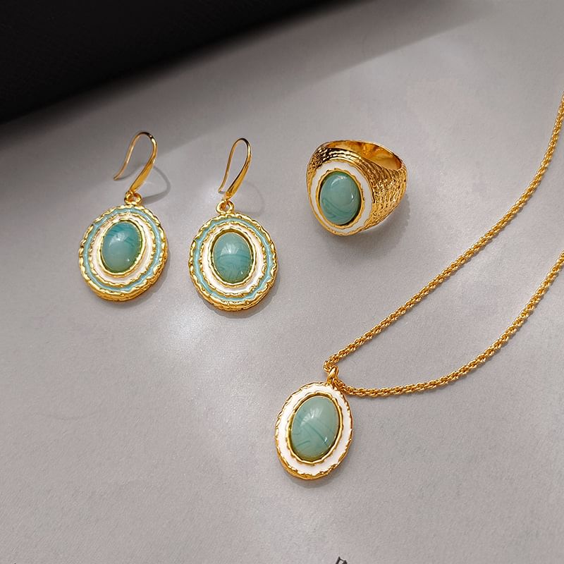 Glazed Oval Drop Earring / Necklace / Ring SpreePicky