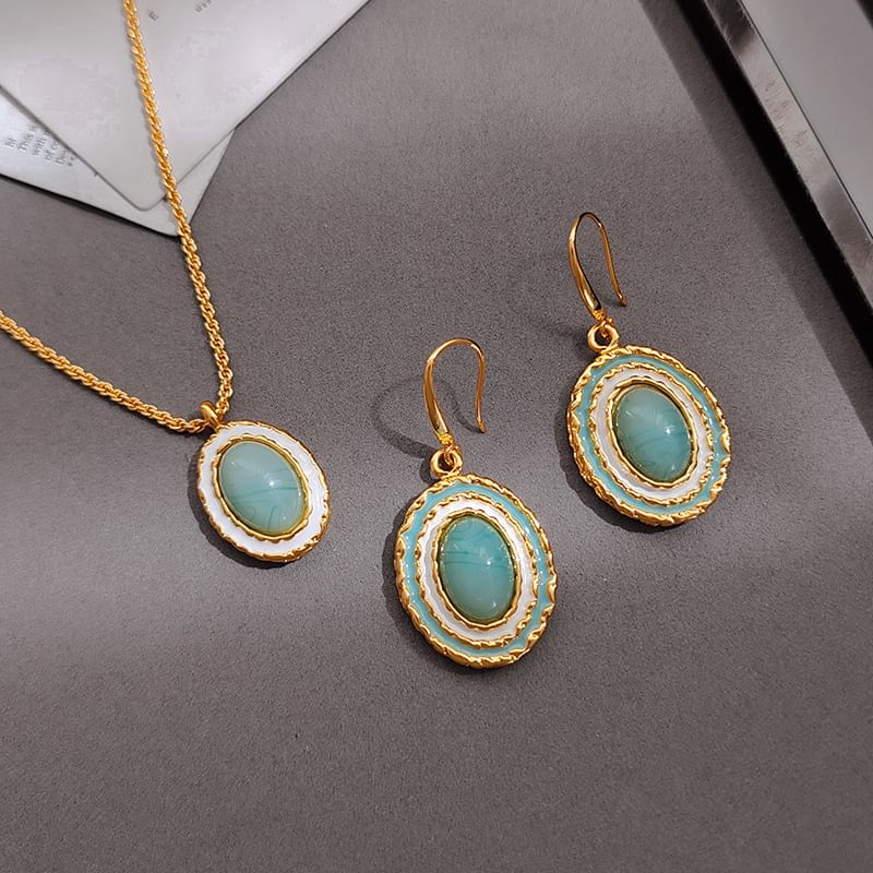 Glazed Oval Drop Earring / Necklace / Ring SpreePicky