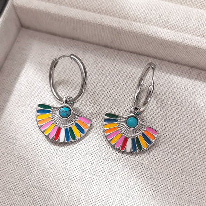 Rainbow Fan Hoop Earring SpreePicky