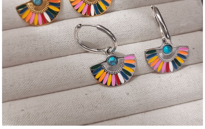 Rainbow Fan Hoop Earring SpreePicky