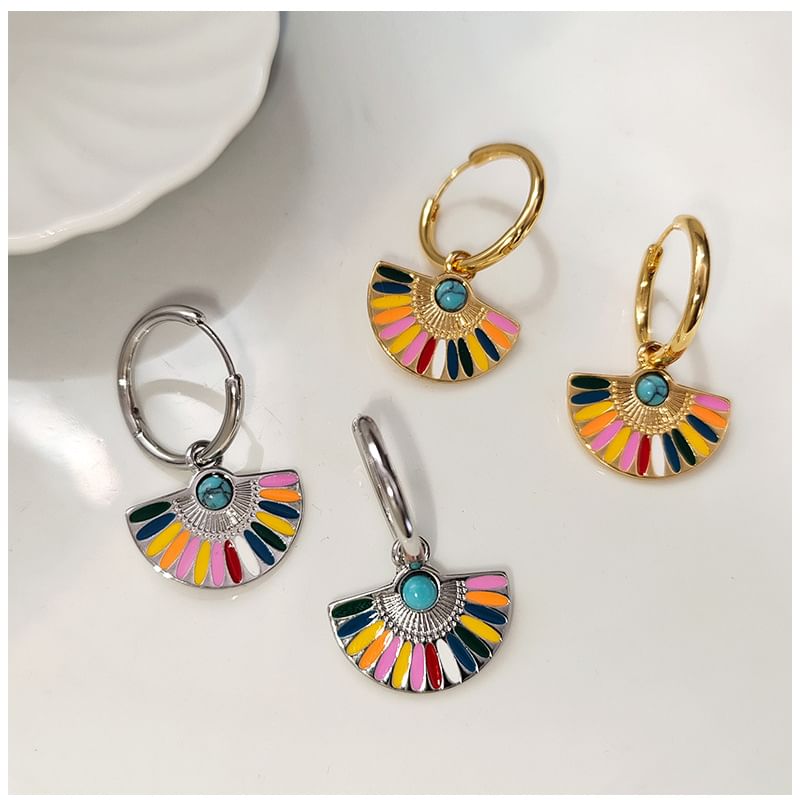 Rainbow Fan Hoop Earring SpreePicky