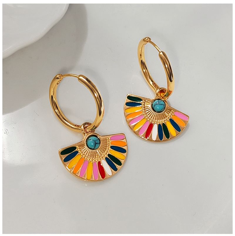 Rainbow Fan Hoop Earring SpreePicky