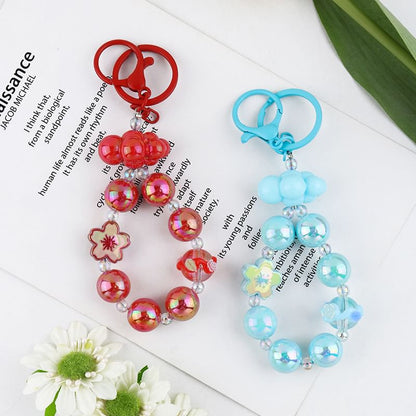 Floral Faux Pearl Keyring SpreePicky