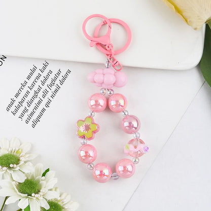 Floral Faux Pearl Keyring SpreePicky