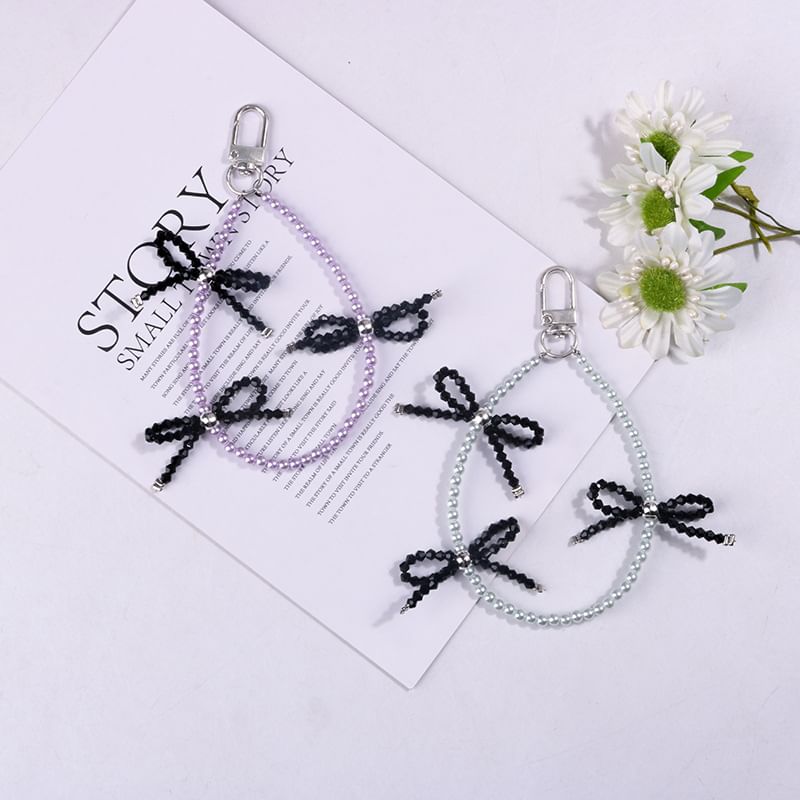 Bow Bead Bag Charm Keyring SpreePicky