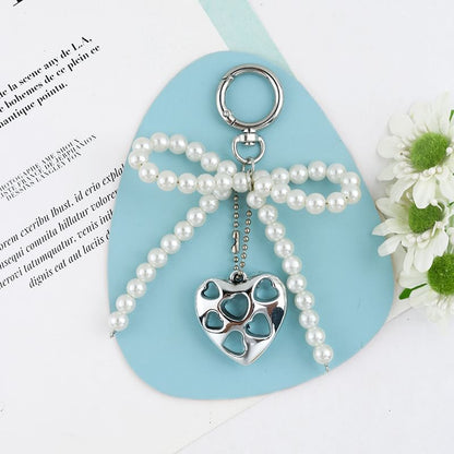 Heart Bow Bead Keyring SpreePicky