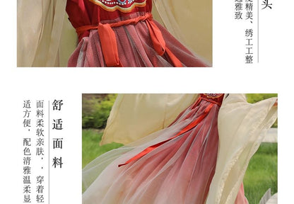 Set: Floral Embroidered Hanfu Maxi Dress + Light Jacket SpreePicky