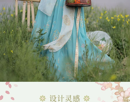 Set: Floral Hanfu Maxi Dress + Long Light Jacket SpreePicky