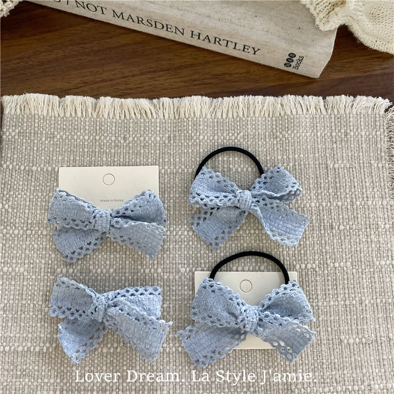 Perforated Plain Bow Hair Clip / Hair Tie mySite