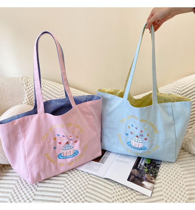 Embroidered Canvas Tote Bag mySite