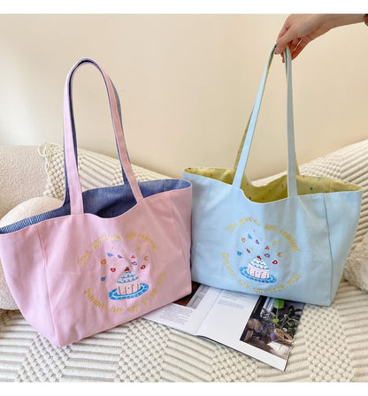 Embroidered Canvas Tote Bag mySite