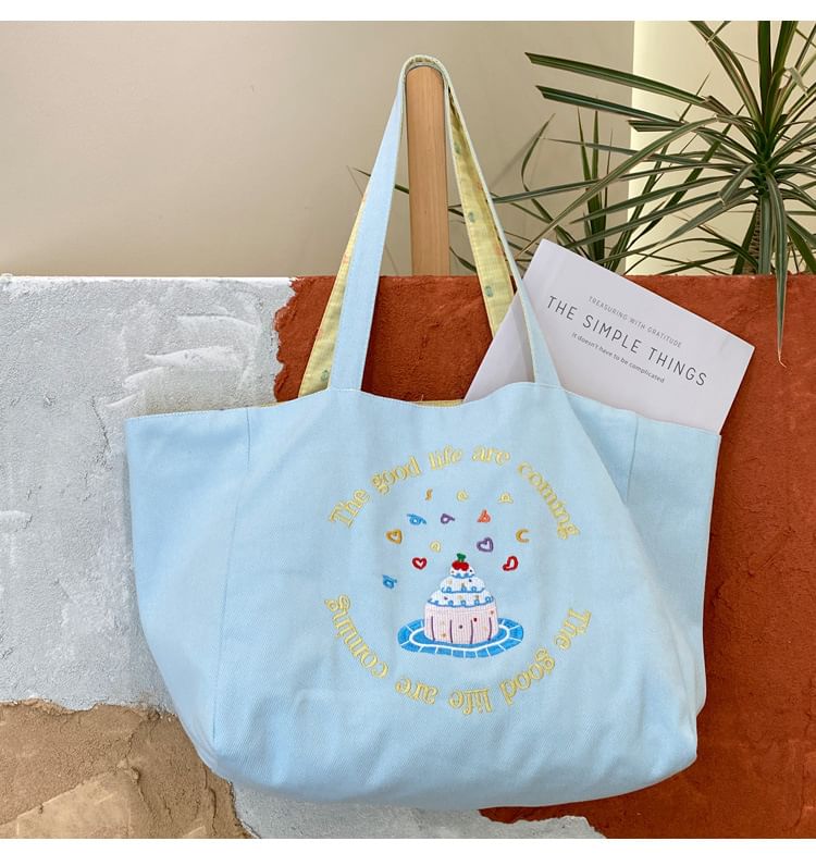 Embroidered Canvas Tote Bag mySite