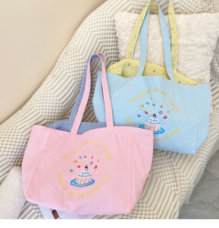 Embroidered Canvas Tote Bag mySite