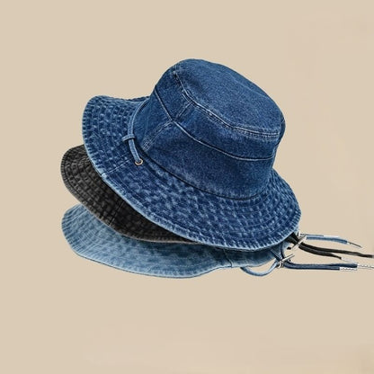 Denim Bucket Hat With Adjustable Chin Strap SpreePicky