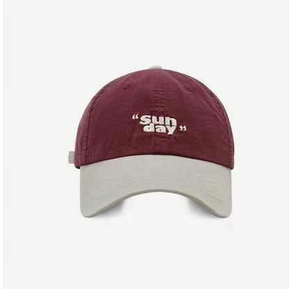 Lettering Embroidered Two-Tone Baseball Cap SpreePicky