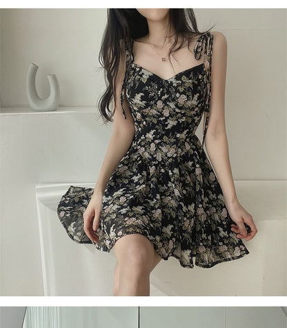 Spaghetti Strap Floral Print Dress SpreePicky