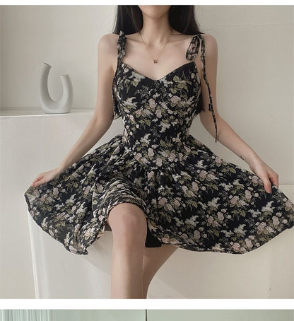 Spaghetti Strap Floral Print Dress SpreePicky