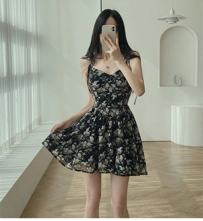 Spaghetti Strap Floral Print Dress SpreePicky