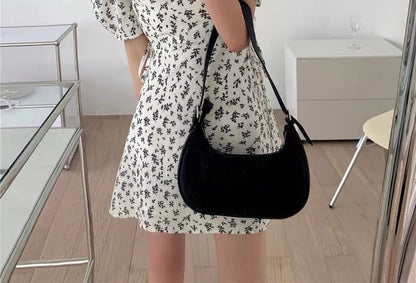 Short Sleeve Floral Print Square Neck Cut SpreePicky