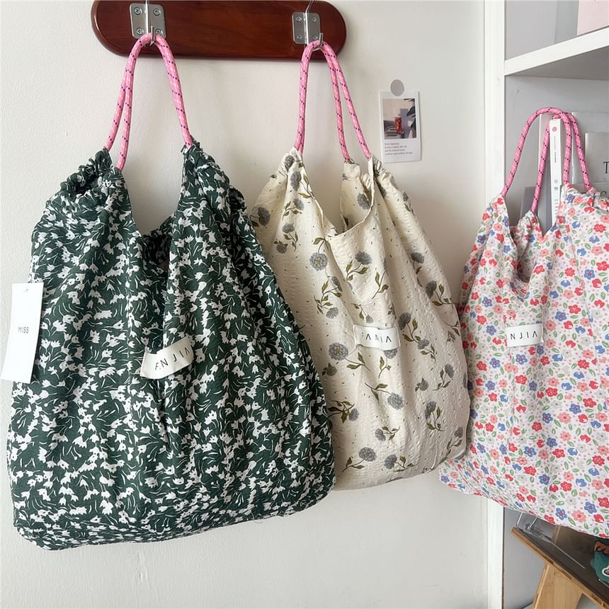 Floral Drawstring Tote Bag SpreePicky