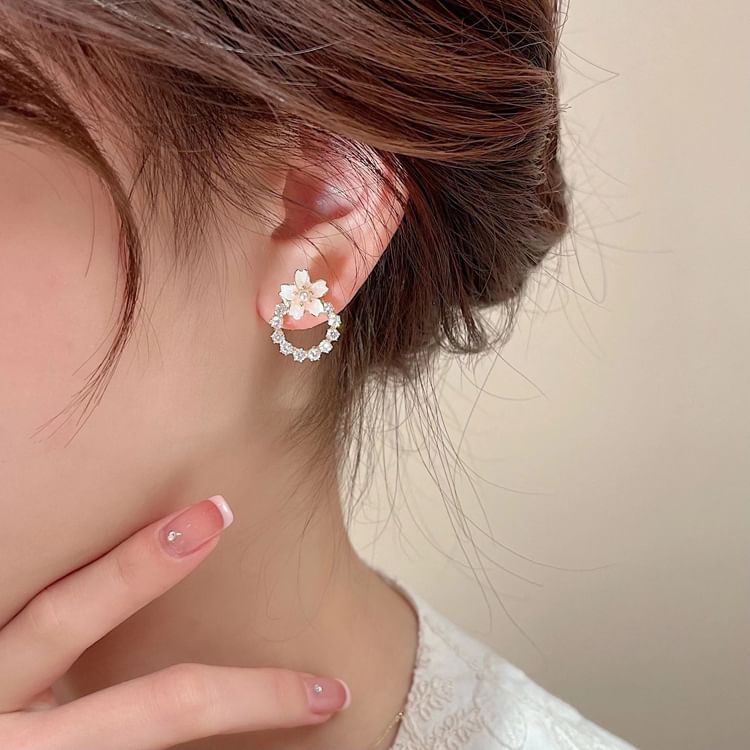 Flower Rhinestone Stud Earring mySite