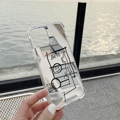 Cartoon Mirrored Phone Case - iPhone 15 Pro Max / 15 Pro / 15 Plus / 15 / 14 Pro Max / 14 Pro / 14 Plus / 14 / 13 Pro Max / 13 Pro / 13 / 13 mini / 12 Pro Max / 12 Pro / 12 / 12 mini / 11 Pro Max / 11 Pro / 11 SpreePicky