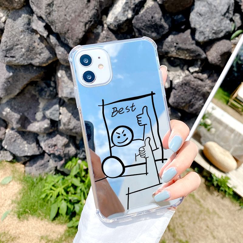 Cartoon Mirrored Phone Case - iPhone 15 Pro Max / 15 Pro / 15 Plus / 15 / 14 Pro Max / 14 Pro / 14 Plus / 14 / 13 Pro Max / 13 Pro / 13 / 13 mini / 12 Pro Max / 12 Pro / 12 / 12 mini / 11 Pro Max / 11 Pro / 11 SpreePicky