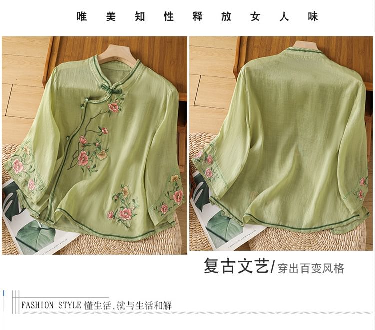 Flower Embroidered Blouse SpreePicky