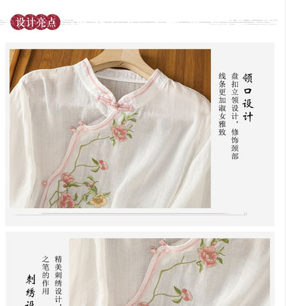 Flower Embroidered Blouse SpreePicky