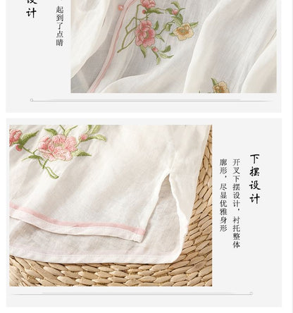 Flower Embroidered Blouse SpreePicky