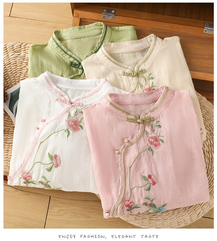 Flower Embroidered Blouse SpreePicky