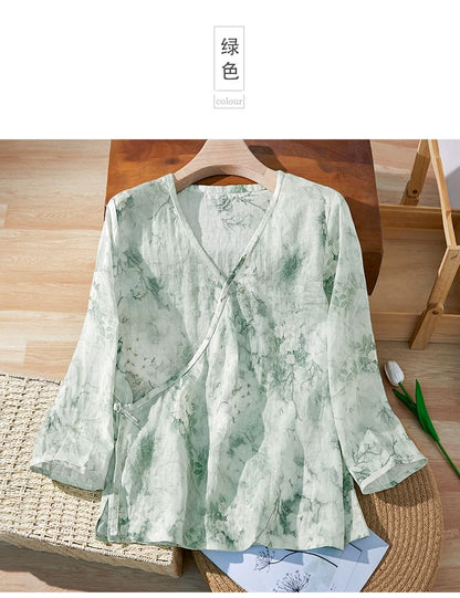 V-Neck Floral Blouse SpreePicky