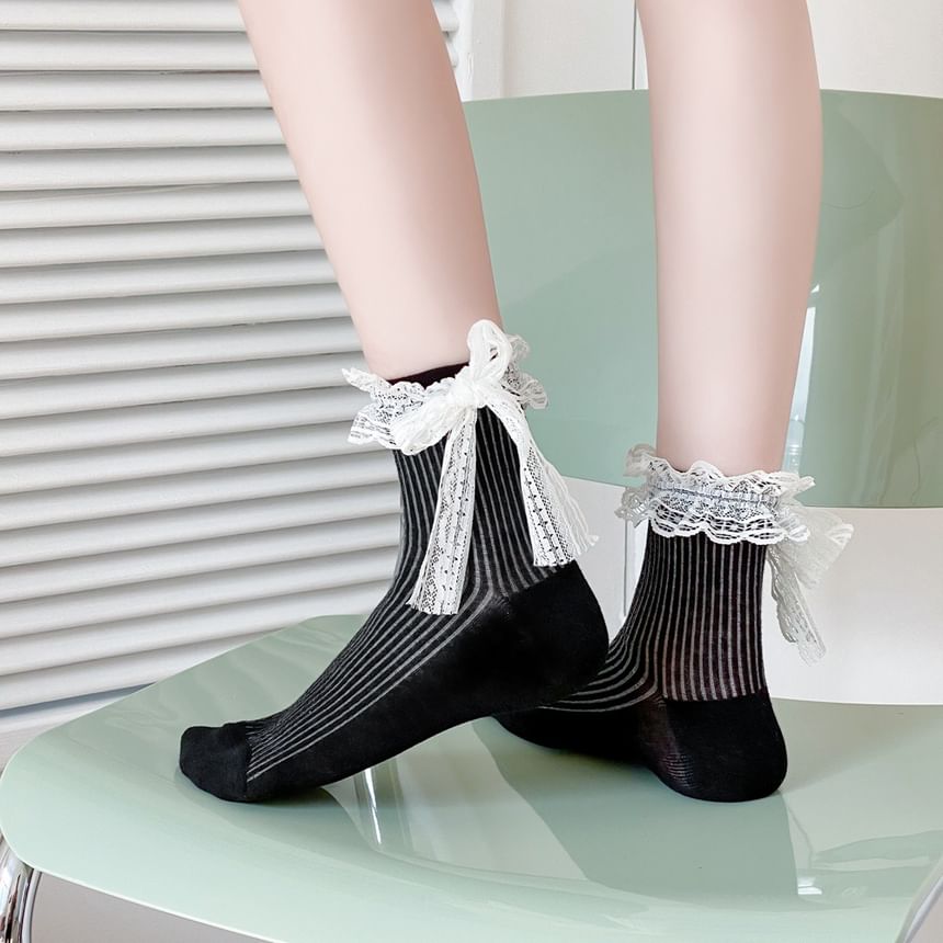 Bow Lace Trim Socks Set SpreePicky