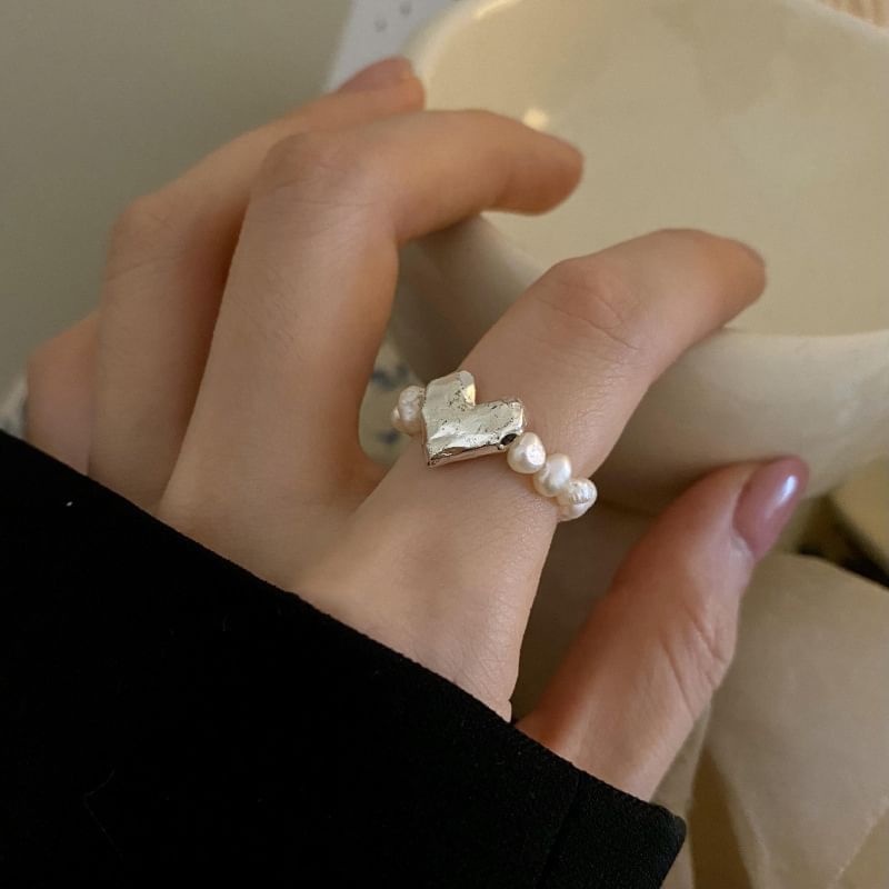 Heart Faux Pearl Ring mySite