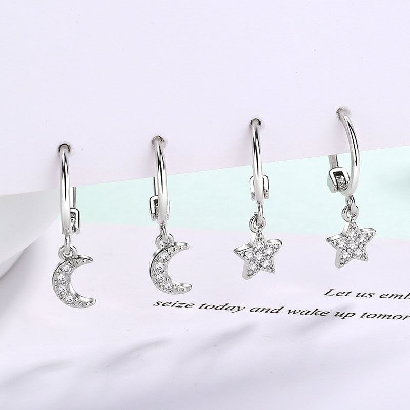 Moon / Star Alloy Drop Earring mySite