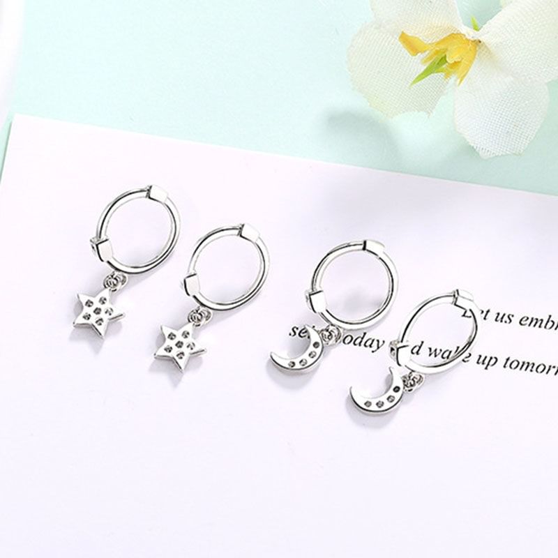 Moon / Star Alloy Drop Earring mySite