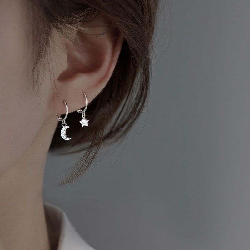 Moon / Star Alloy Drop Earring mySite