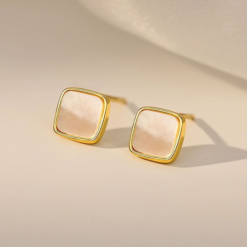 Square Shell Alloy Stud Earring mySite