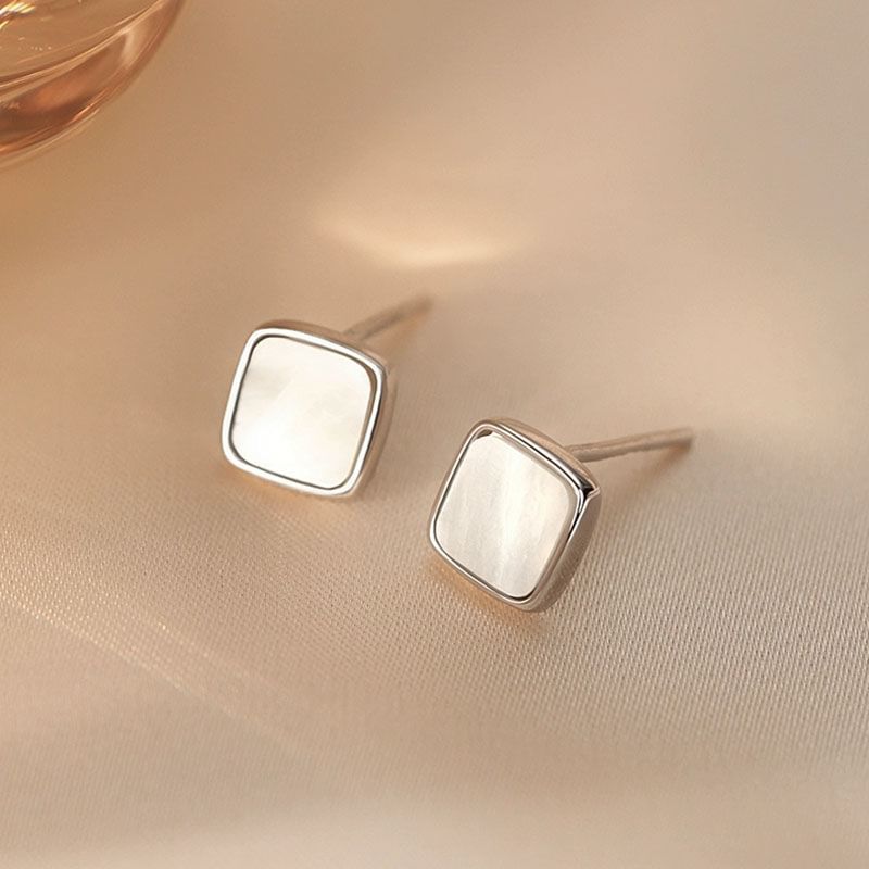 Square Shell Alloy Stud Earring mySite