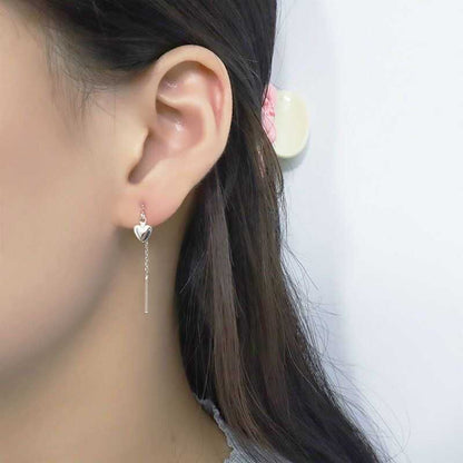 Heart Rhinestone Alloy Threader Earring mySite