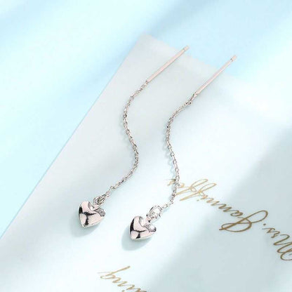 Heart Rhinestone Alloy Threader Earring mySite