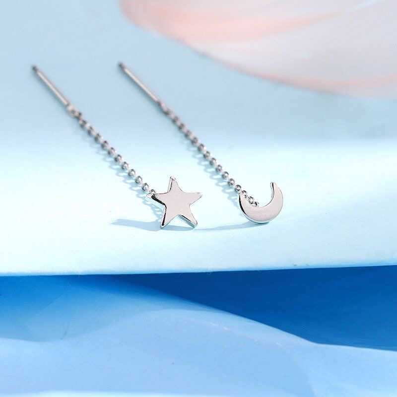 Moon & Star Asymmetrical Alloy Threader Earring mySite