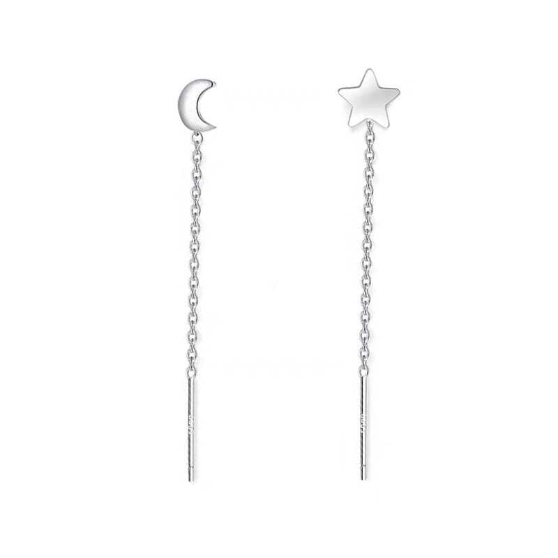 Moon & Star Asymmetrical Alloy Threader Earring mySite