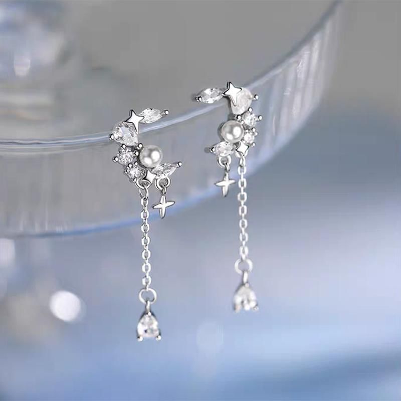 Moon & Star Alloy Dangle Earring mySite