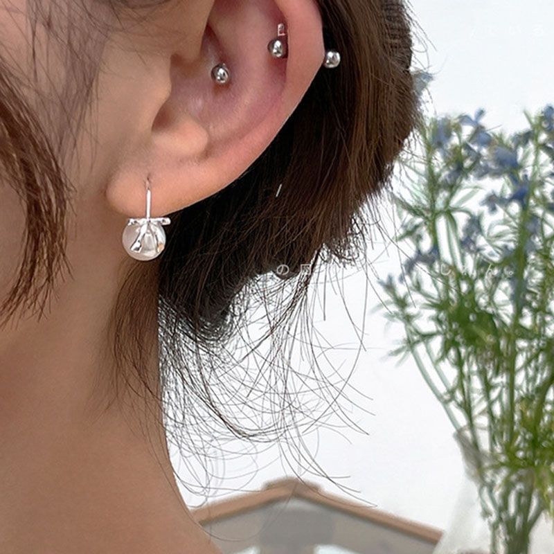 Bow Faux Pearl Alloy Drop Earring mySite