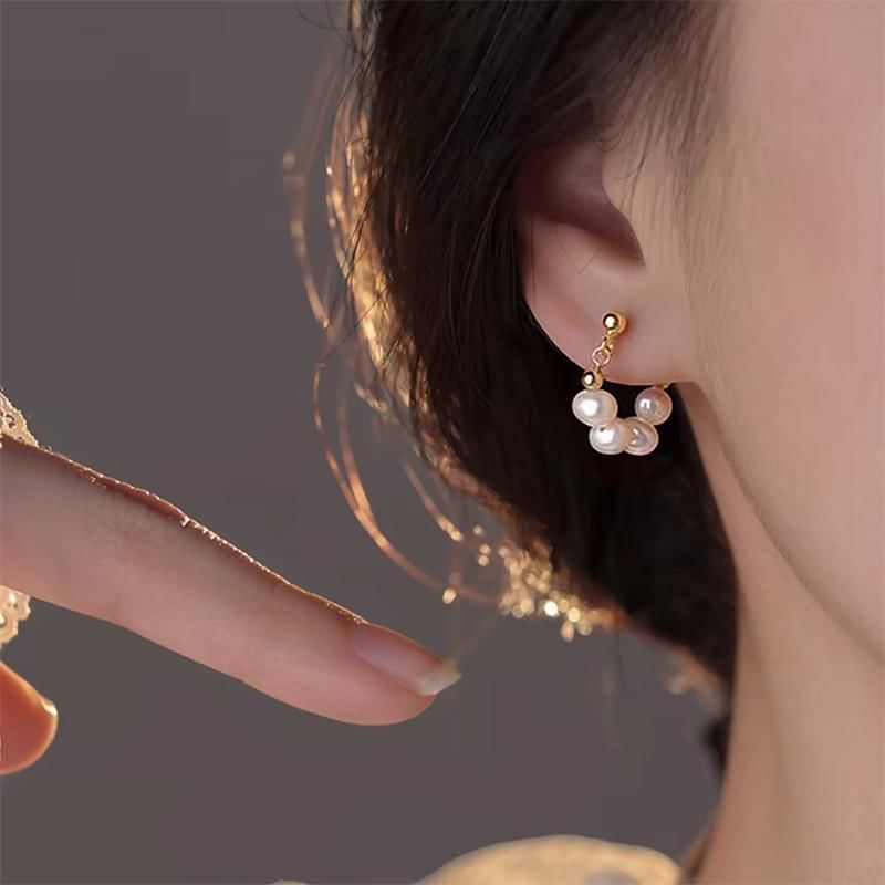 Faux Pearl Alloy Hoop Earring mySite