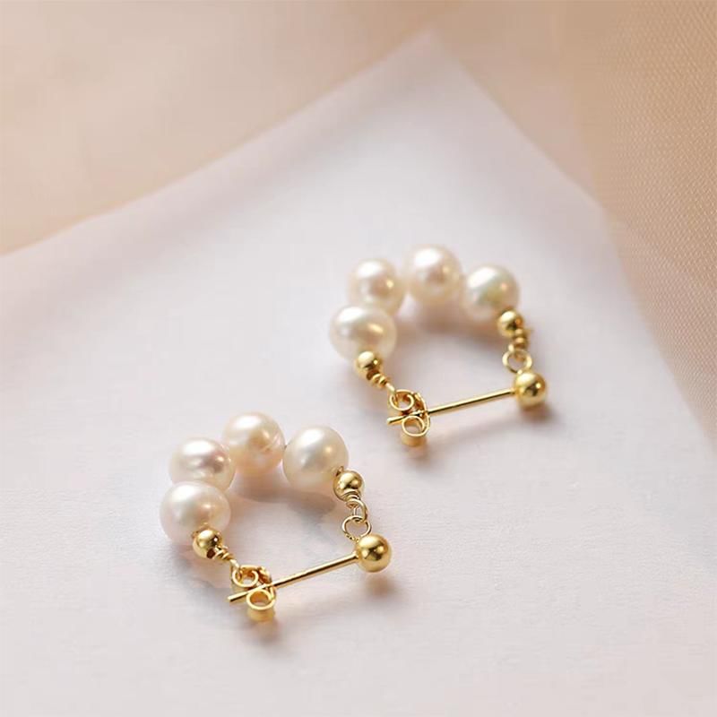 Faux Pearl Alloy Hoop Earring mySite