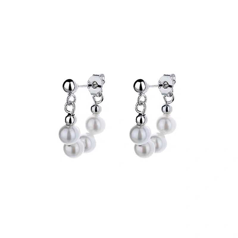 Faux Pearl Alloy Hoop Earring mySite